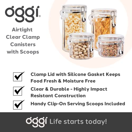 4pc Clear Canister Set with Clamp Lids & Spoons