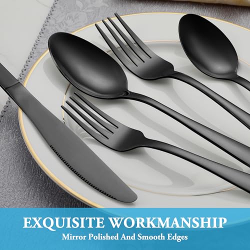 30 Pcs Black Silverware Set (30 Count)