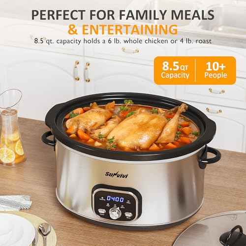 Slow cooker Pot 8.5 QT Programmable Stainless Steel Color