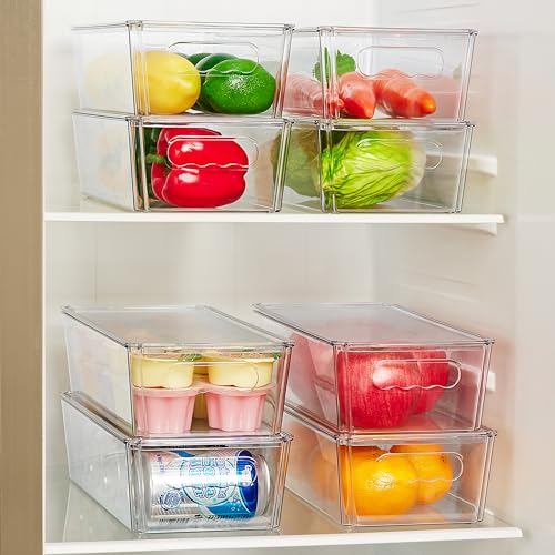 10pcs Clear Stackable Storage Bins with Lids (10 Count)