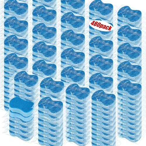 480 Pcs Individually Wrapped Sponges Kitchen Bulk Non Scratch Scouring Sponges for Dishes Household Cleaning Travel Apartments Hotel Car (480 Count)