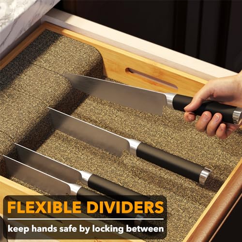 Large Knife Drawer Organizer Bamboo Insert Dock