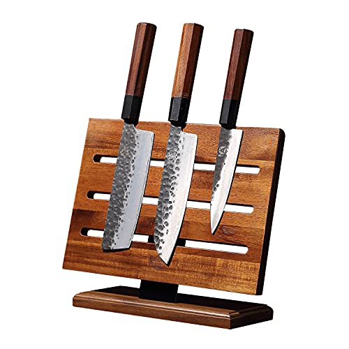 12.5 Inch Acacia Wood Countertop Magnetic Knife Holder