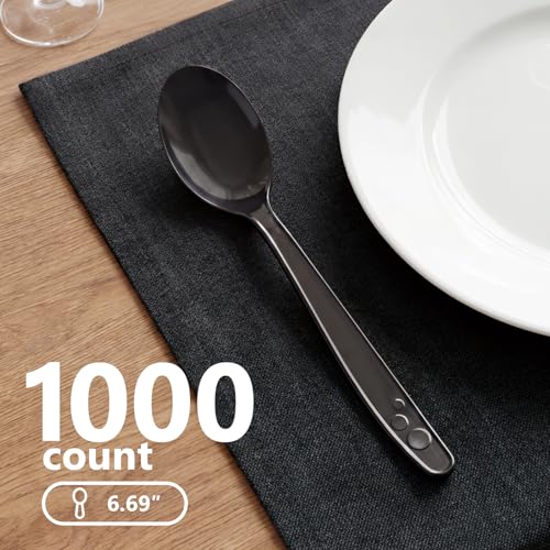 1000 Count Black Plastic Spoons Heavy Duty