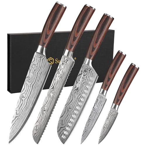 Kitchen Knife Set 5 Piece Chef Knife Set Professional High Carbon Stainless Steel (5 Count)