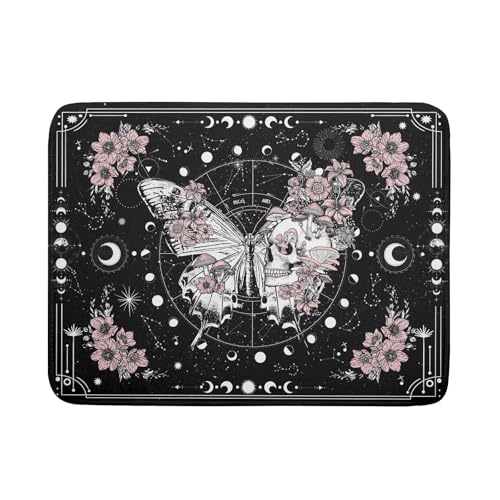 Skeleton Butterfly Dish Drying Mat Black Skull Absorbent Dish Drainer for Kitchen Counter Holiday Decor