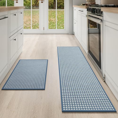 Kitchen Mat Kitchen Rugs Sets of 2 PCS Non Slip Blue 17"x30"+17"x59"