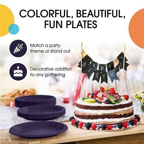 Party Solids Sturdy Navy Plastic Plates 7" Cake Plates 100 Pcs (100 Count)