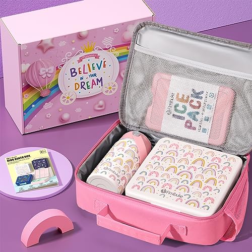 Kids Bento Lunch Box with Toddler Insulated Water Bottle Lunch Bag