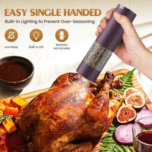 Electric Salt and Pepper Grinder Set Automatic Battery Pepper Mill Shakers Adjustable Coarseness Upgraded Larger Capacity with Led Home and Kitchen Appliances