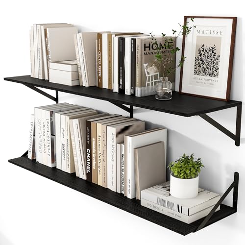 44W x 12D Deep Floating Shelves Set of 2 Black (2 Count)