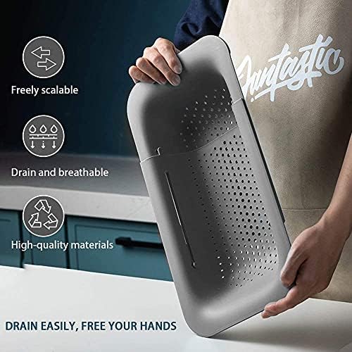 Collapsible Sink Colanders and Strainers Basket Over the Colander Extendable Plastic Fruit Vegetable Strainer Drainer for Kitchen (2 Count)
