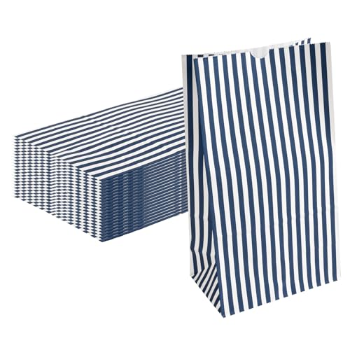 Blue And White Stripe Paper Bag (100 Count)