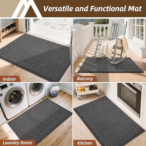 Dirt Trapper Door Mat 24"x36" Non Slip Washable Dark Grey (86.4 Sq Ft)