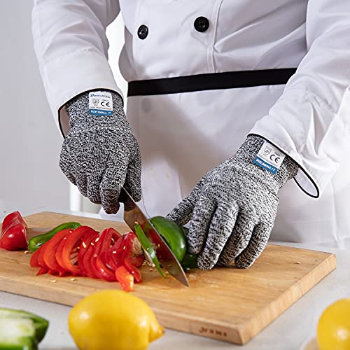 3 Pairs Cut Resistant Gloves Food Grade Level 5 Protection (3 Count)