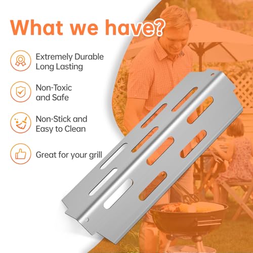 Stainless Steel Grill Flavorizer Bar Heat Plates with 2 Pack Grates BBQ Gas Grill Replacement Parts for Weber Genesis II 300 Series Genesis II E