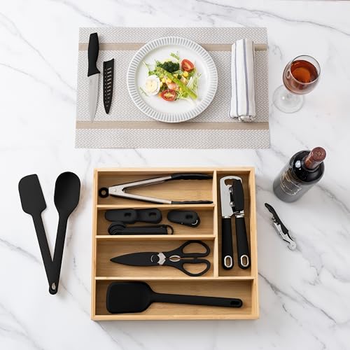 Bamboo Kitchen Utensil Set with Drawer Organizer