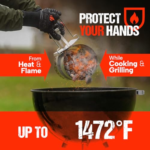 BBQ Grill Gloves Heat Proof for Men 932°F Grilling Fire Pit (2 Count)