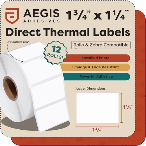 1.75" X 1.25" Direct Thermal Labels (12 Count)