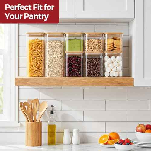 Glass Pantry Storage Containers with Lids 0.6 (6 Count)
