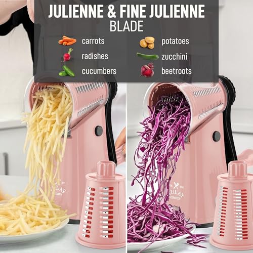 Rotary Cheese Grater Manual Hand Crank 5 Blade Shredder