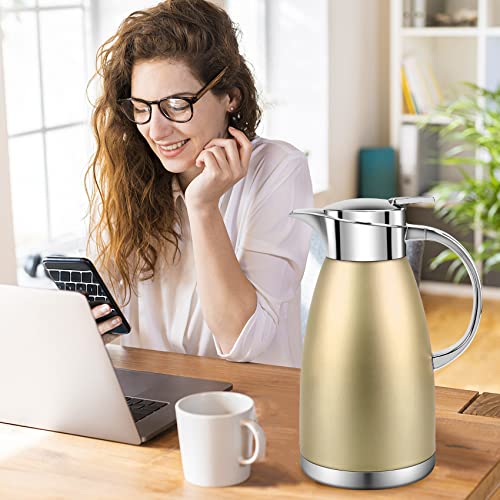 61oz Coffee Carafe Airpot Insulated Coffee Urn Stainless Steel Vacuum Thermal Pot Flask Dispenser for Coffee