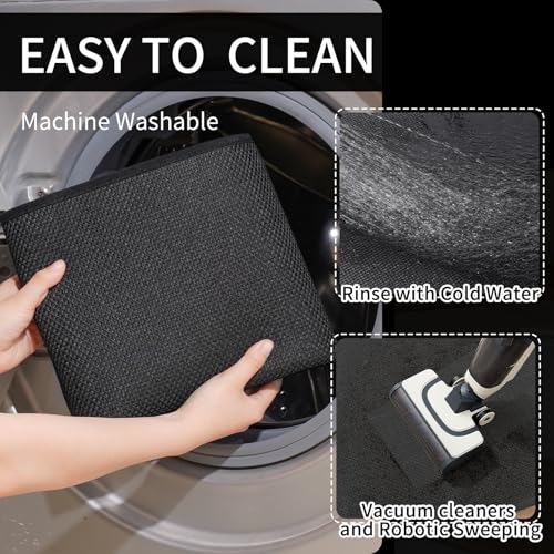 Long Kitchen Runner Rugs Kitchen Mat Non Slip Washable Black 17"x59" (14.1481 Sq Ft)