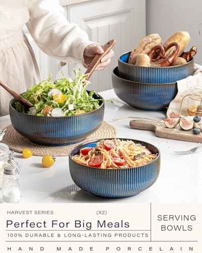 Large Serving Bowls Ceramic Salad Bowl Set of 2 (2 Count)