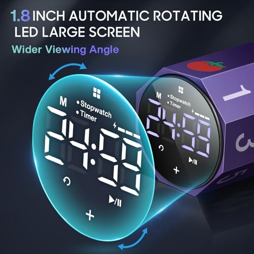 ADHD Pomodoro Timer Metal Gravity Rotation 1.8” LED Large Screen