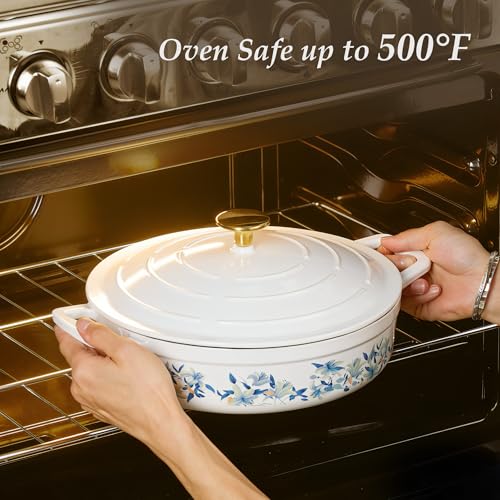 3.5QT Enameled Cast Iron Braiser Pan