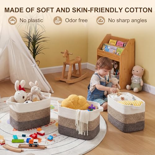 Cotton Rope Storage Baskets for Organizing Dark Brown 3