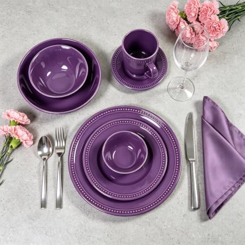 HomeVSS 42 Pc Pearl Dots Stoneware Dinnerware Set