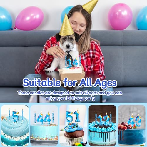 13PCS Blue Dog Paw Birthday Candles Set Cake Topper Numeral Birthday Candles for Boy Girl Dog Paw Decoration (13 Count)