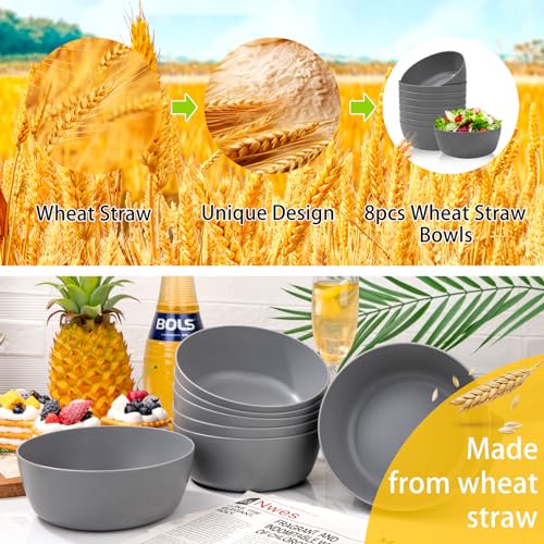 EI 8pcs Wheat Straw Bowls