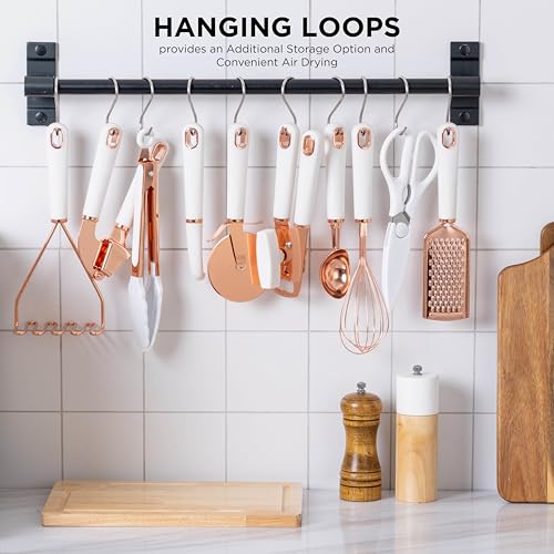 Kitchen Gadget Set Copper Plated Stainless Steel Utensils with Soft Touch Handles