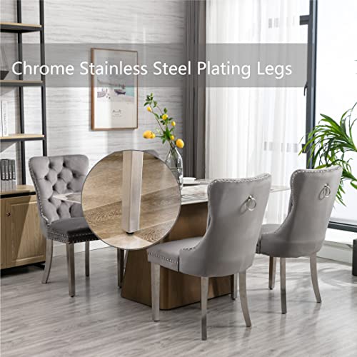 Grey Velvet Dining Chairs Set of 4 (4 Count)