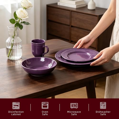 HomeVSS 16 PC Pearl Dots Stoneware Dinnerware Set