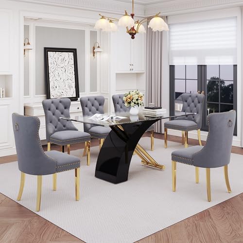 7 Piece Glass Dining Table Set for 6