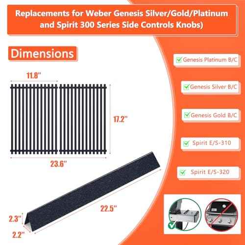 22.5" Flavorizer Bars & 17.5" Grill Grates for Weber Genesis Silver B