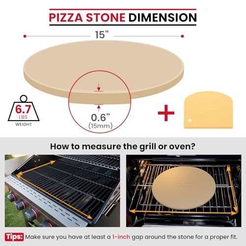 15" Round Pizza Stone for Oven and Grill
