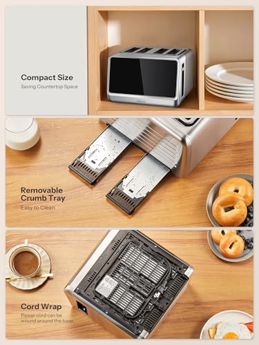 4 Slice Toaster Smart Touch Control with Extra Wide Slots