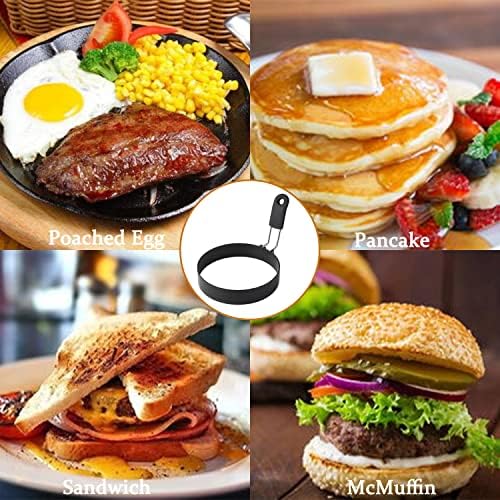 Egg Rings 4 Pcs Large 6" Pancake Molds And 4 Pcs 3.5" Fried Egg Molds Stainless Steel Nonstick Egg Ring for Frying Eggs And Muffins (8 Count)