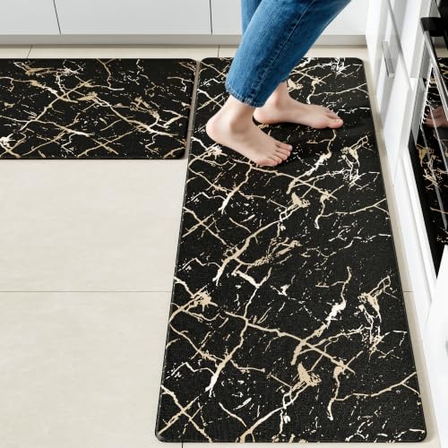 Gold Foil Stamped Marble Kitchen Mats