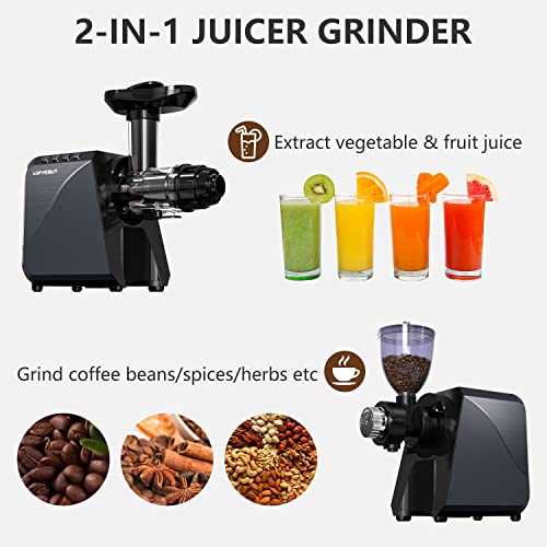2-In-1 Masticating Fruit Vegetable Juicer Machine & Electric Coffee Grinder