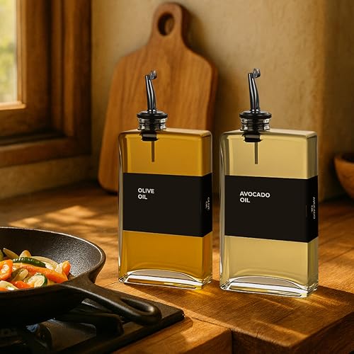 Glass Oil Dispenser for Kitchen (2 Count)