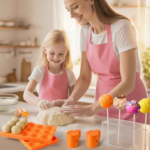 2 Pack Round Sphere Cake Pop Mold Press with Tray Set (4 Count)