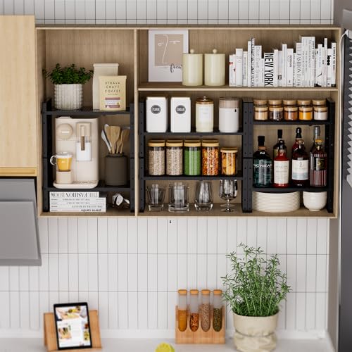 Expandable Shoe Rack Stackable Metal Pantry Storage Shelves Stand Adjustable Height Cabinet Shelf Organizer Racks Spice Shelving