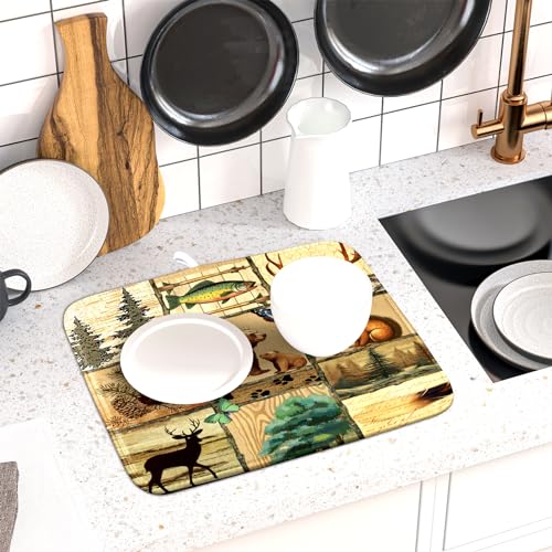 Rustic Cabin Dish Drying Mat