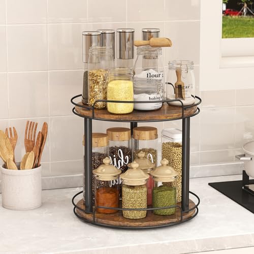 12'' Wood Lazy Susan Turntable Organizer for Cabinet