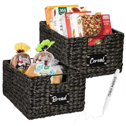 Pantry Baskets Set of 2 16x12in Water Hyacinth Storage Baskets (2 Count)